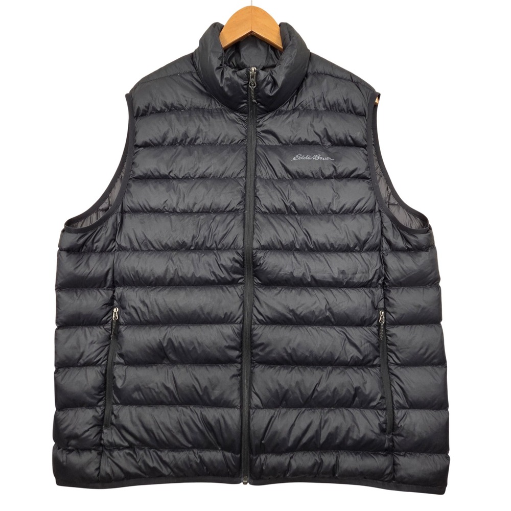 Eddie Bauer Mens XL CirrusLite 650 Down Puffer Vest Black Full Zip StormRepel